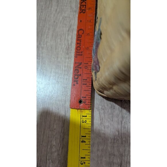 Vintage Wicker Sewing craft  Basket With Floral Painted Lid & Blue Handle - Picture 8 of 12